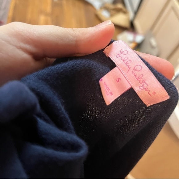 Lilly Pulitzer Ferrera Sweater True Navy Tassels Small W - Picture 4 of 6